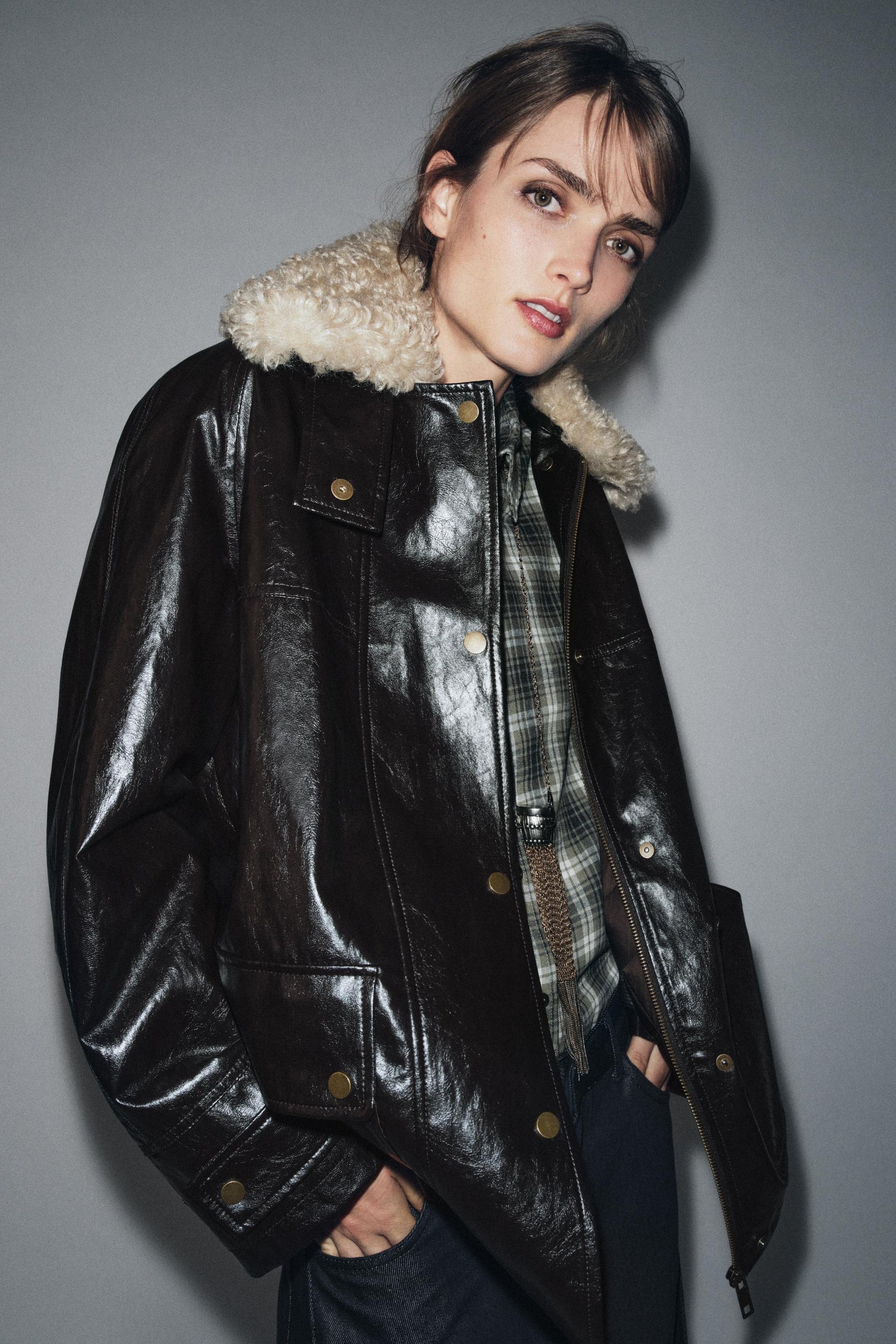 Jacke mit Kunstpelzkragen