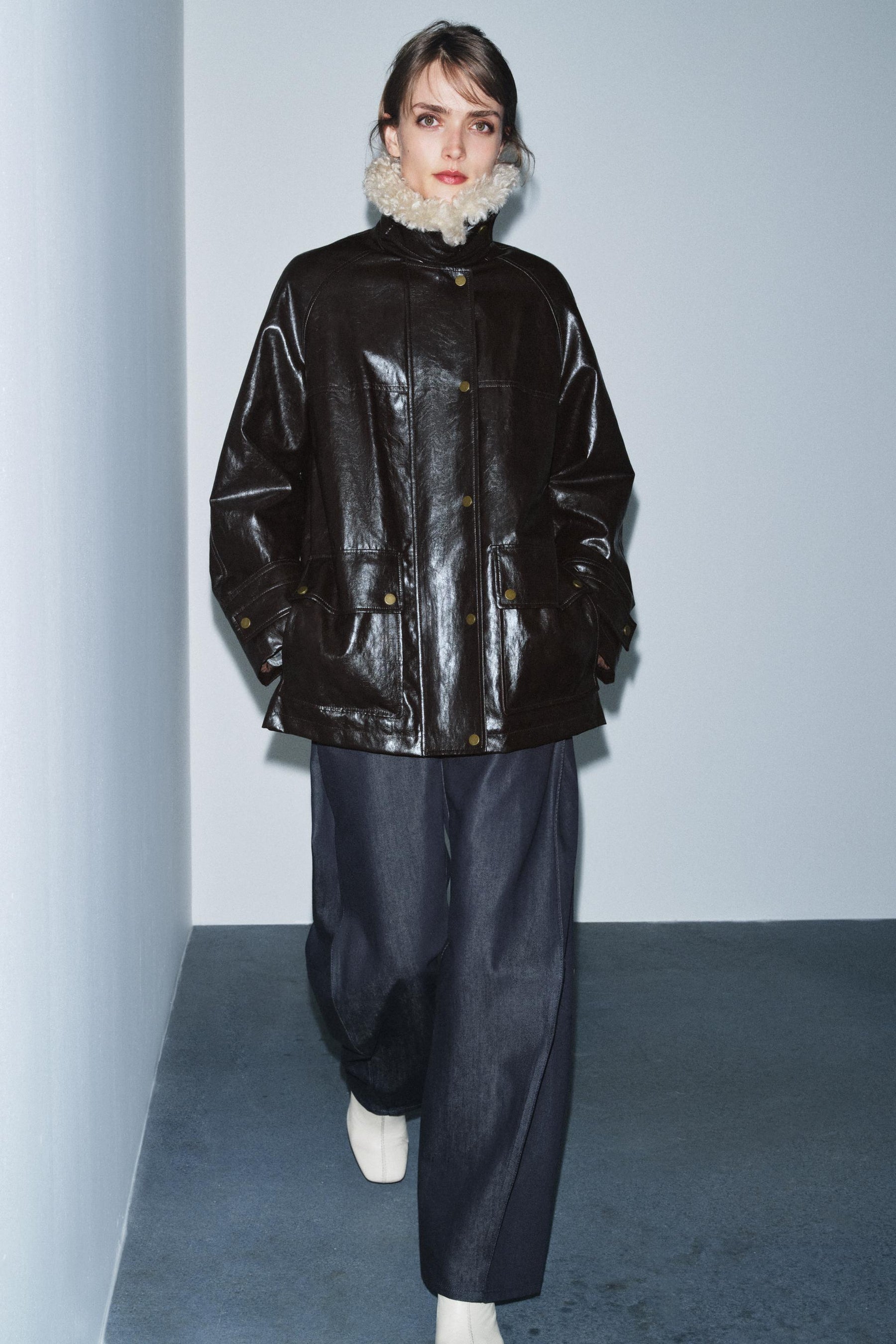 Jacke mit Kunstpelzkragen