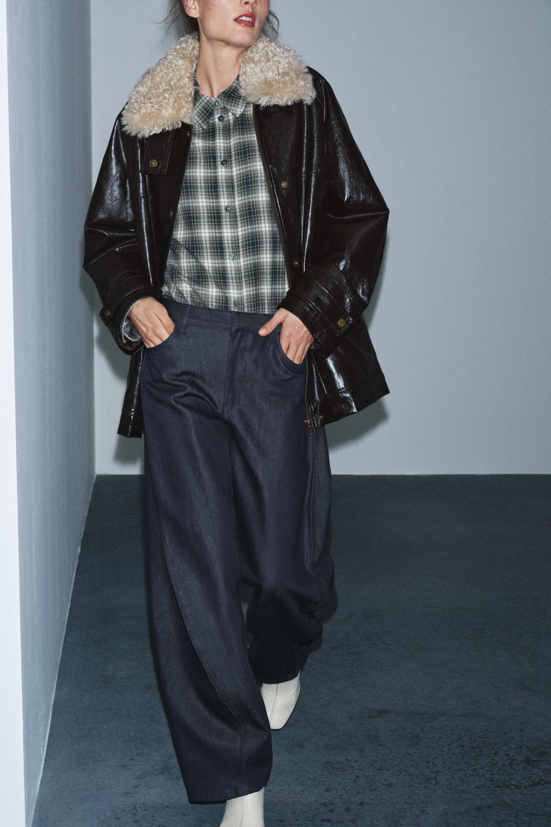 Jacke mit Kunstpelzkragen