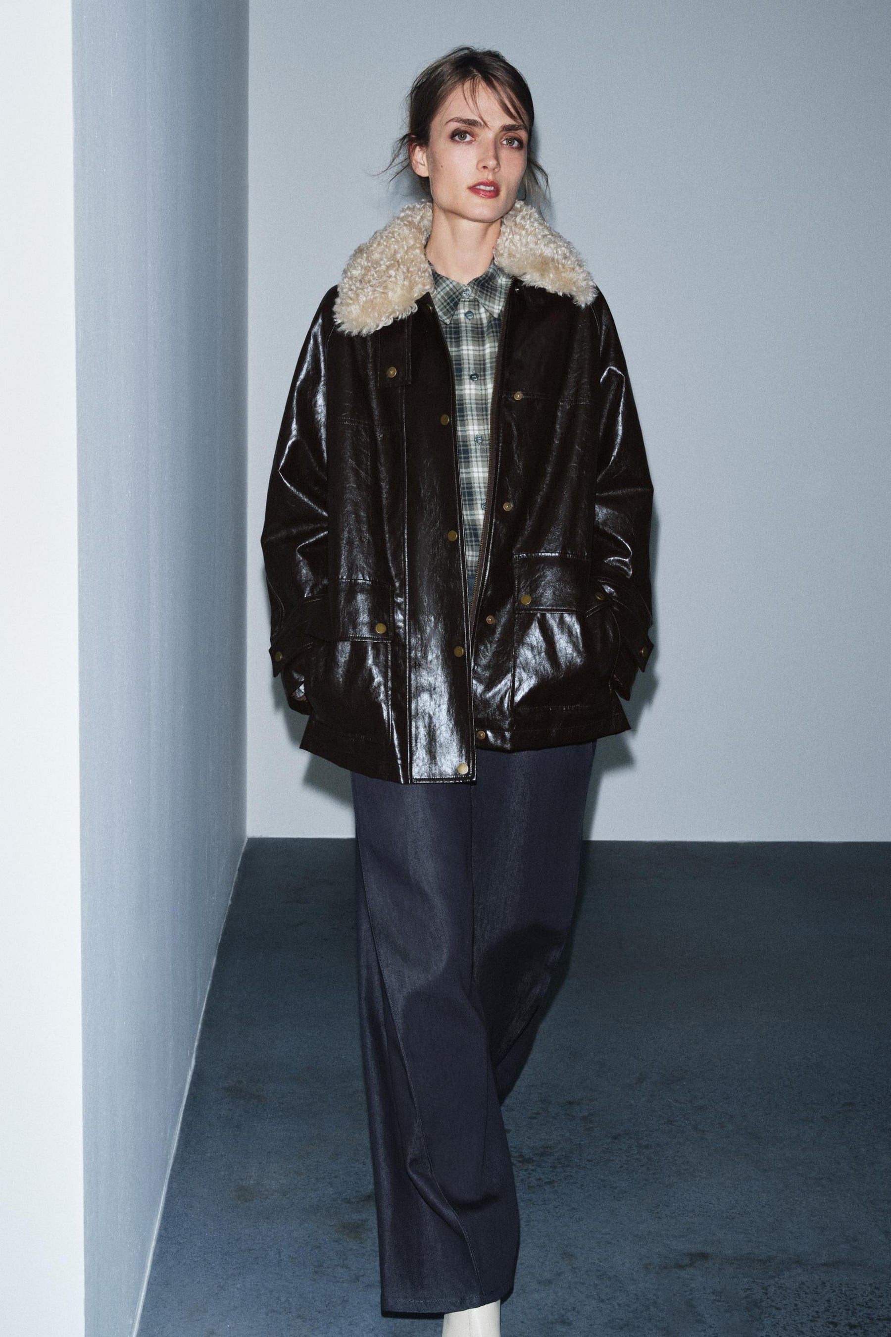 Jacke mit Kunstpelzkragen