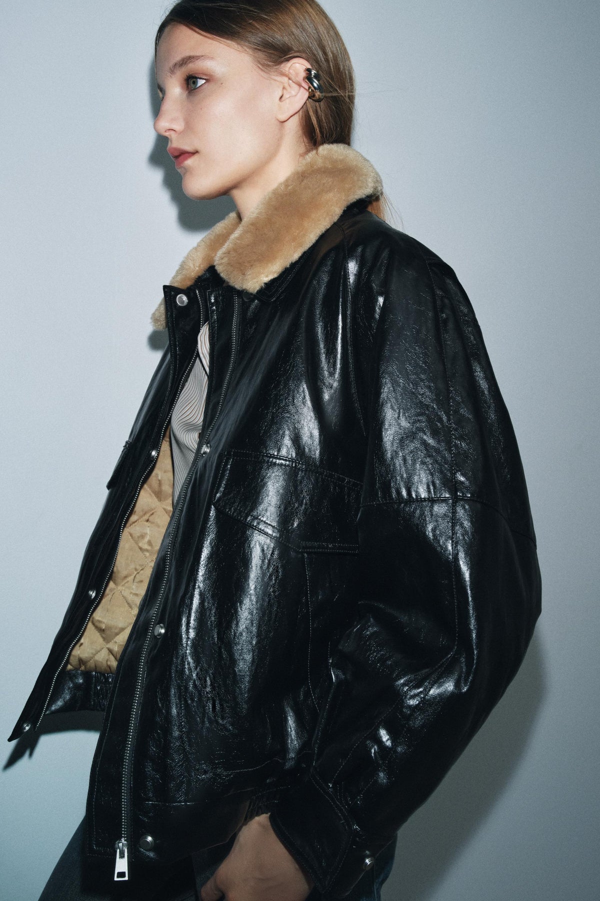 FAUX FUR COLLAR JACKET ZW COLLECTION - Image 2