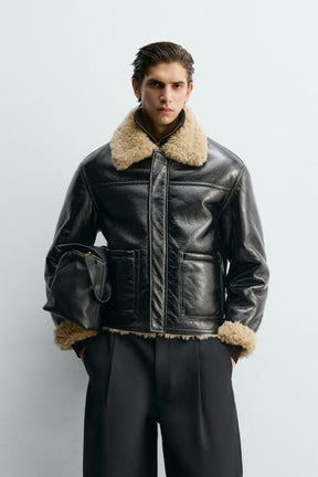 DOUBLE-FACED LEATHER EFFECT JACKET - Image 2