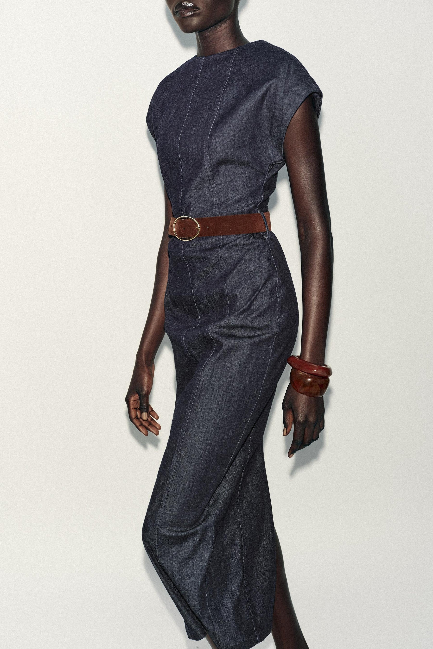 BELTED FITTED MIDI DRESS - Image 2