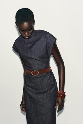 BELTED FITTED MIDI DRESS - Image 3