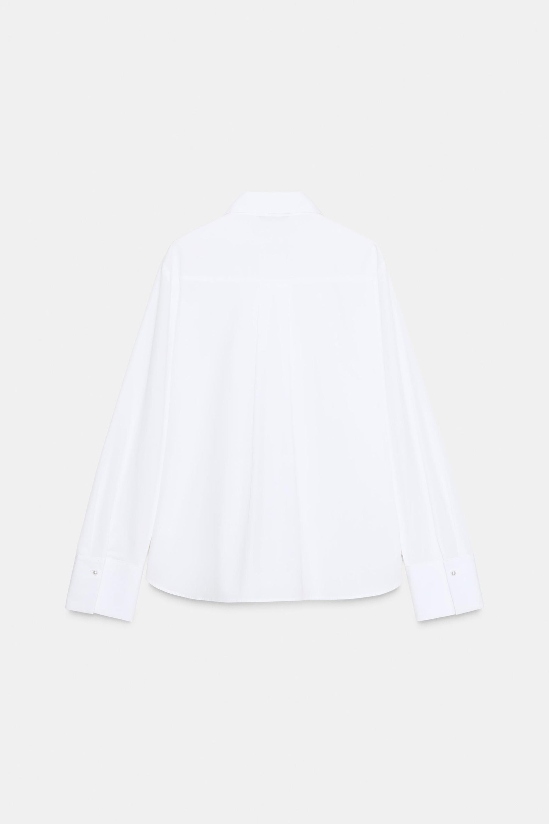 Popelinehemd mit Perlen