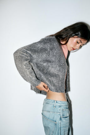 Karierte Strickjacke