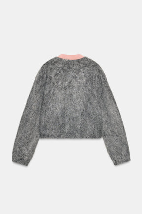 Karierte Strickjacke