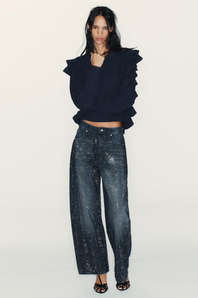 Rüschenstrickpullover