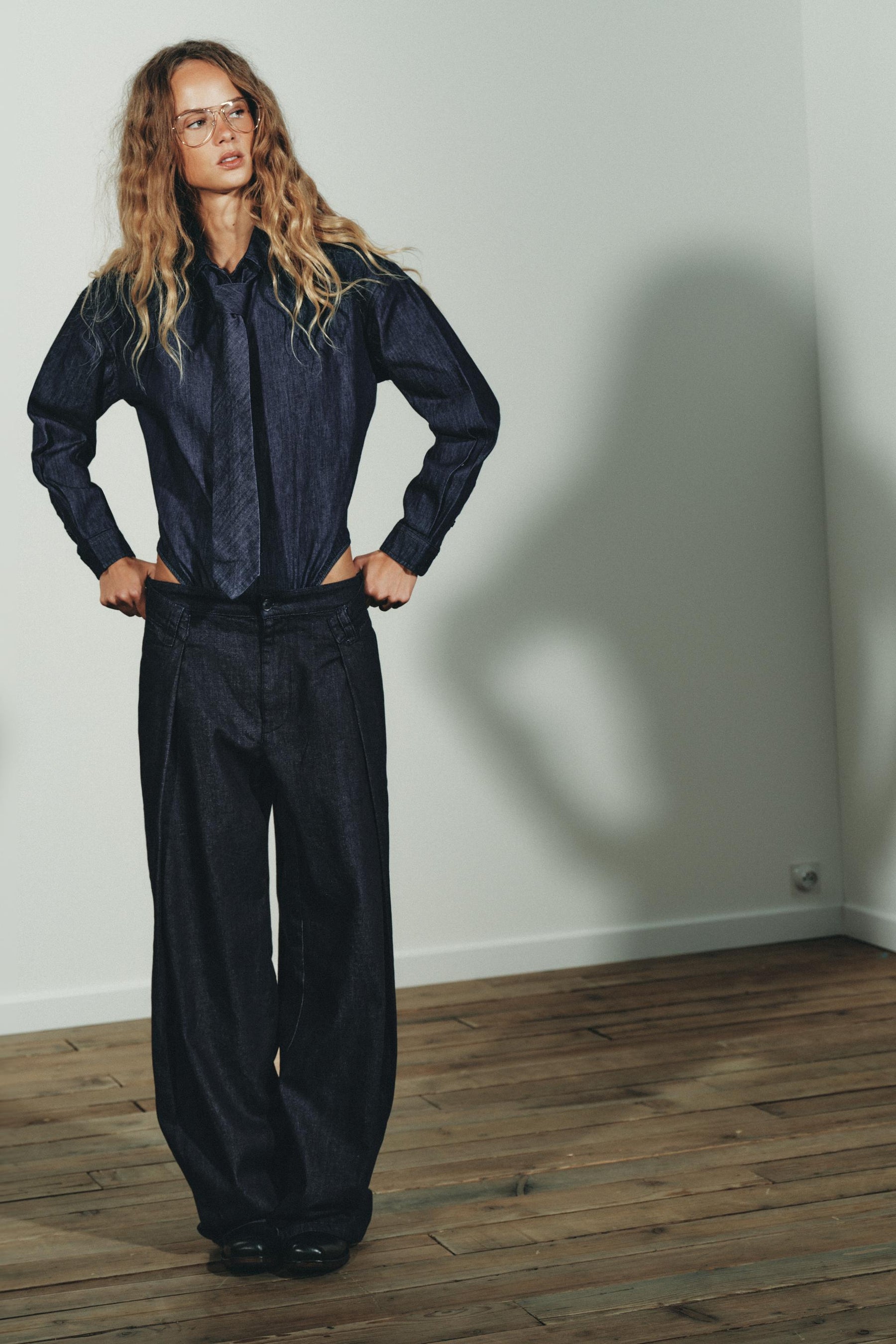 Jeans-Body mit Bindeband