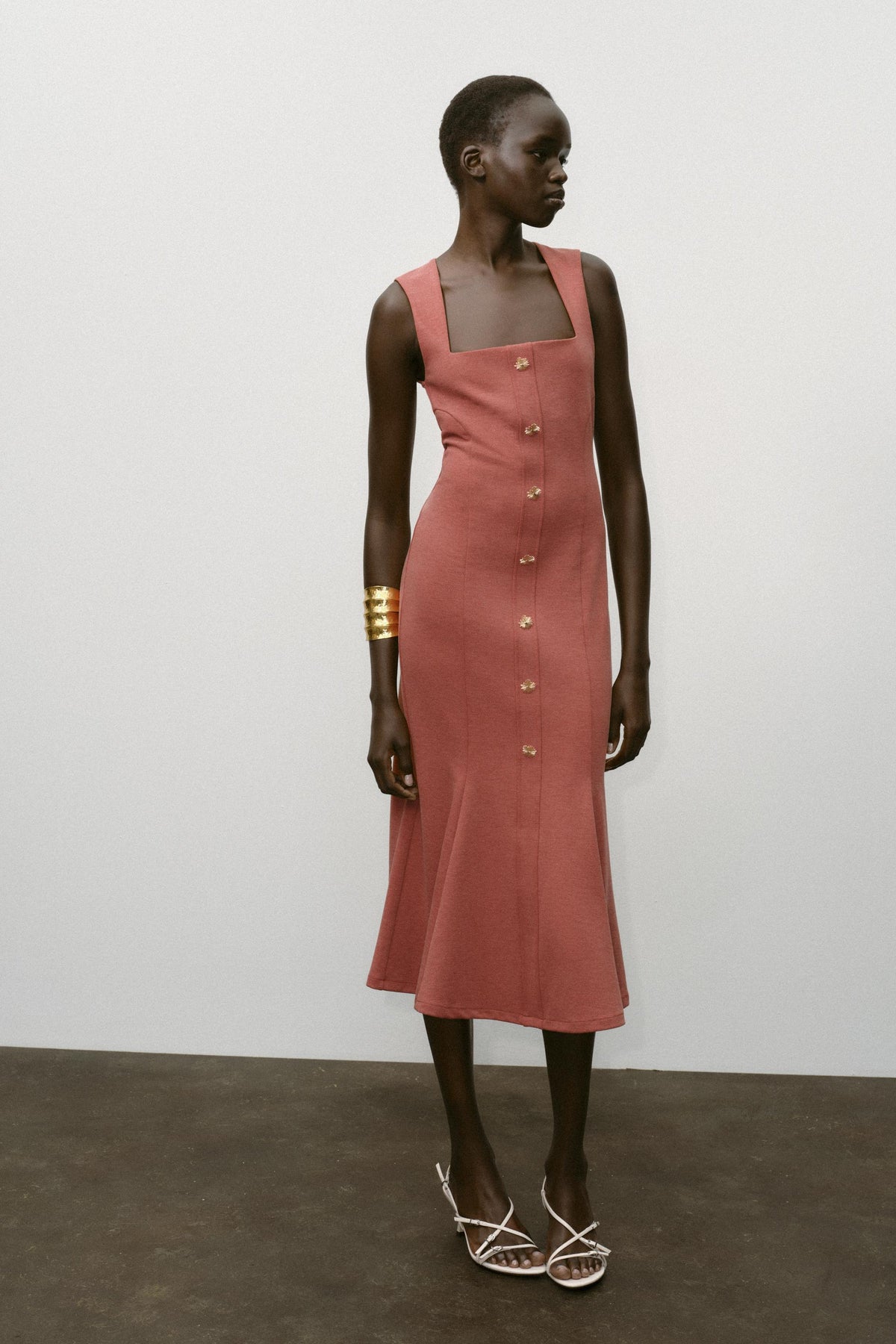 PIQUÉ DRESS WITH BUTTONS - Image 1