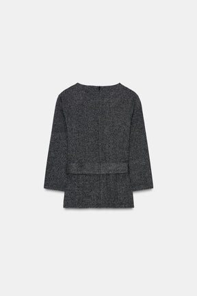 Top aus Twill mit Gürtel