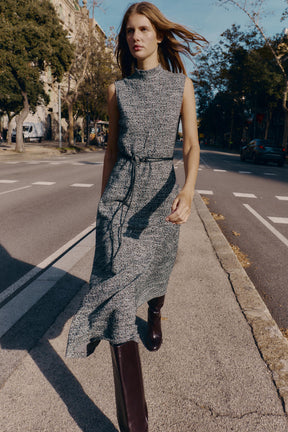 TEXTURED BELTED DRESS - Image 1