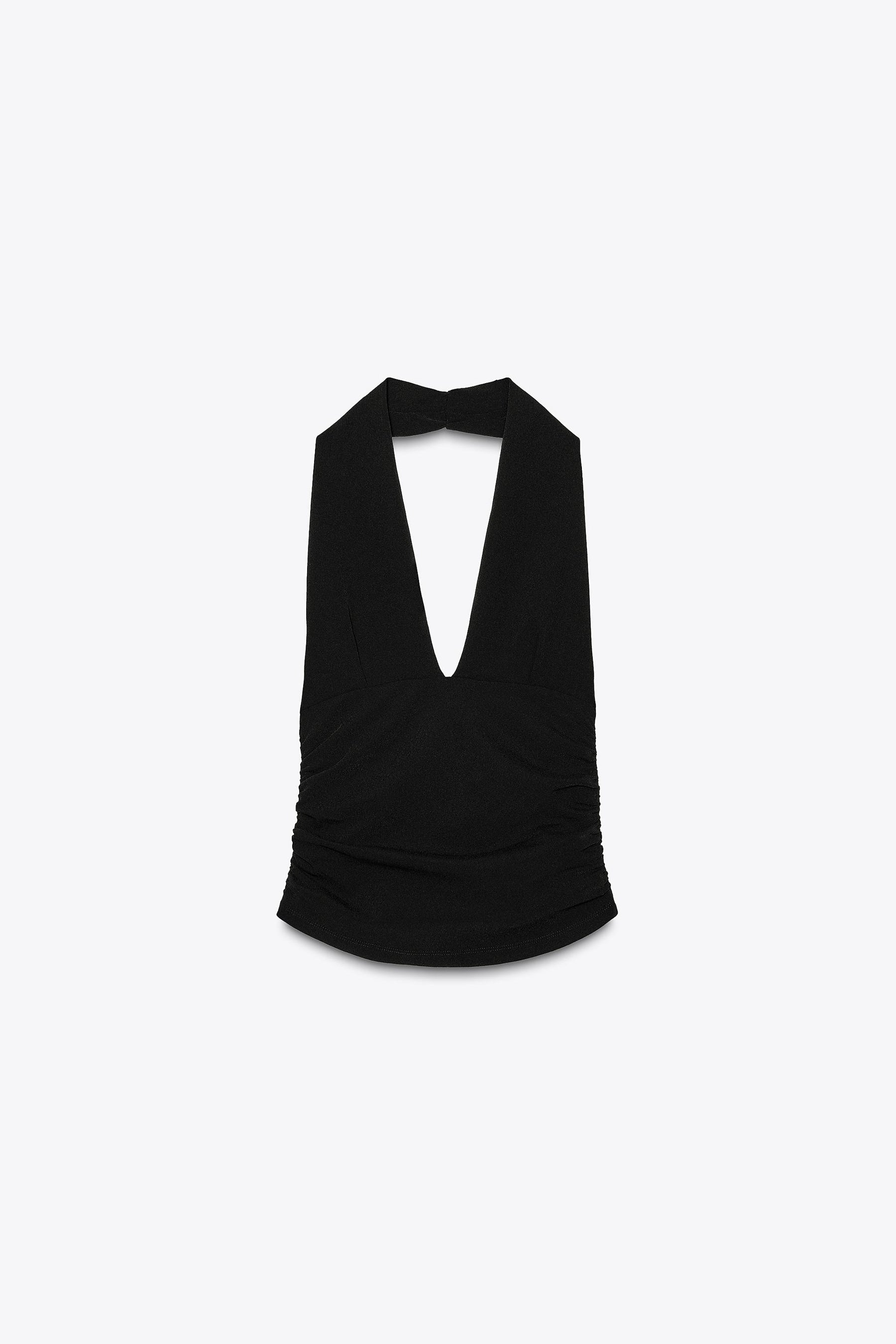 Neckholder-Top mit Raffungen