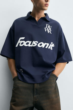 RETRO FOOTBALL PRINT POLO SHIRT - Image 5