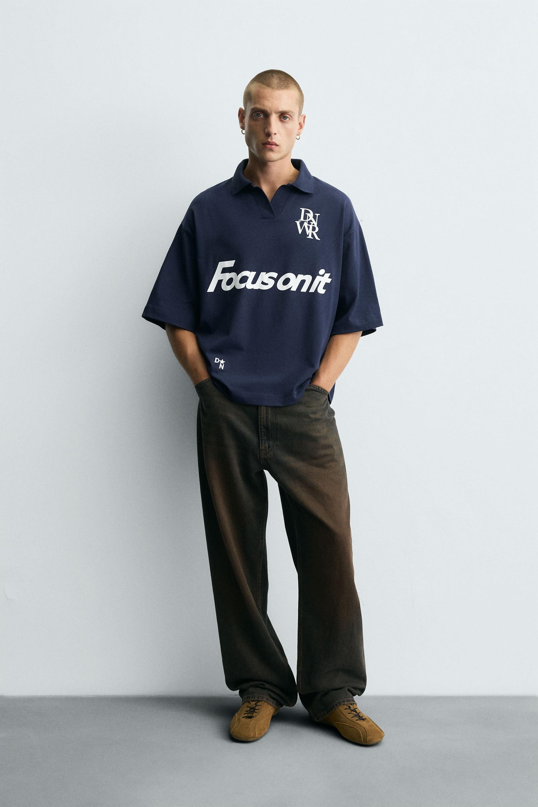 RETRO FOOTBALL PRINT POLO SHIRT - Image 1