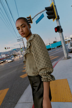 Rüschenbluse mit Vichy-Karo