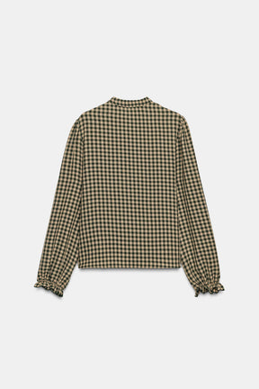 Rüschenbluse mit Vichy-Karo