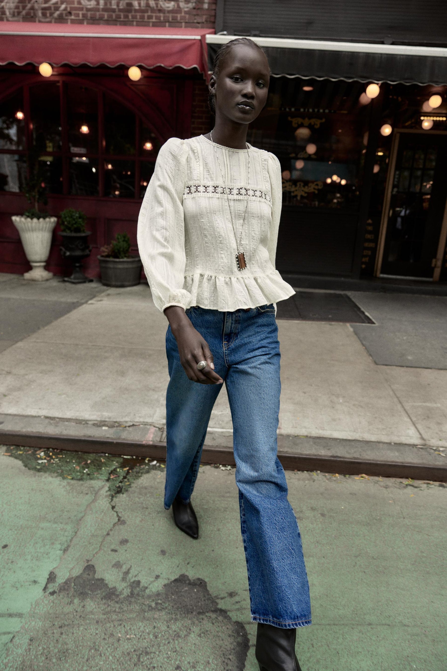 Romantische Entredeux-Bluse