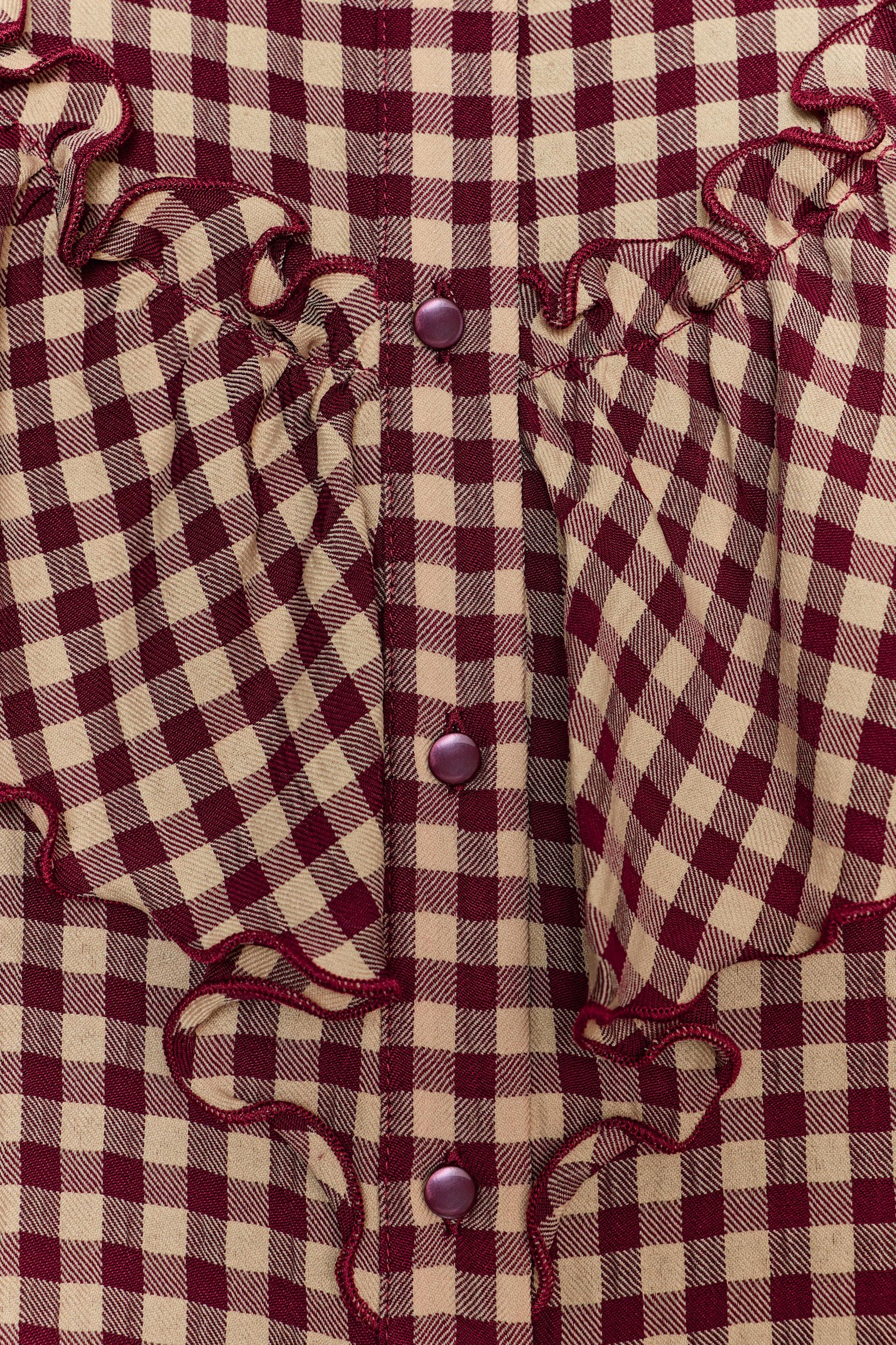 Rüschenbluse mit Vichy-Karo