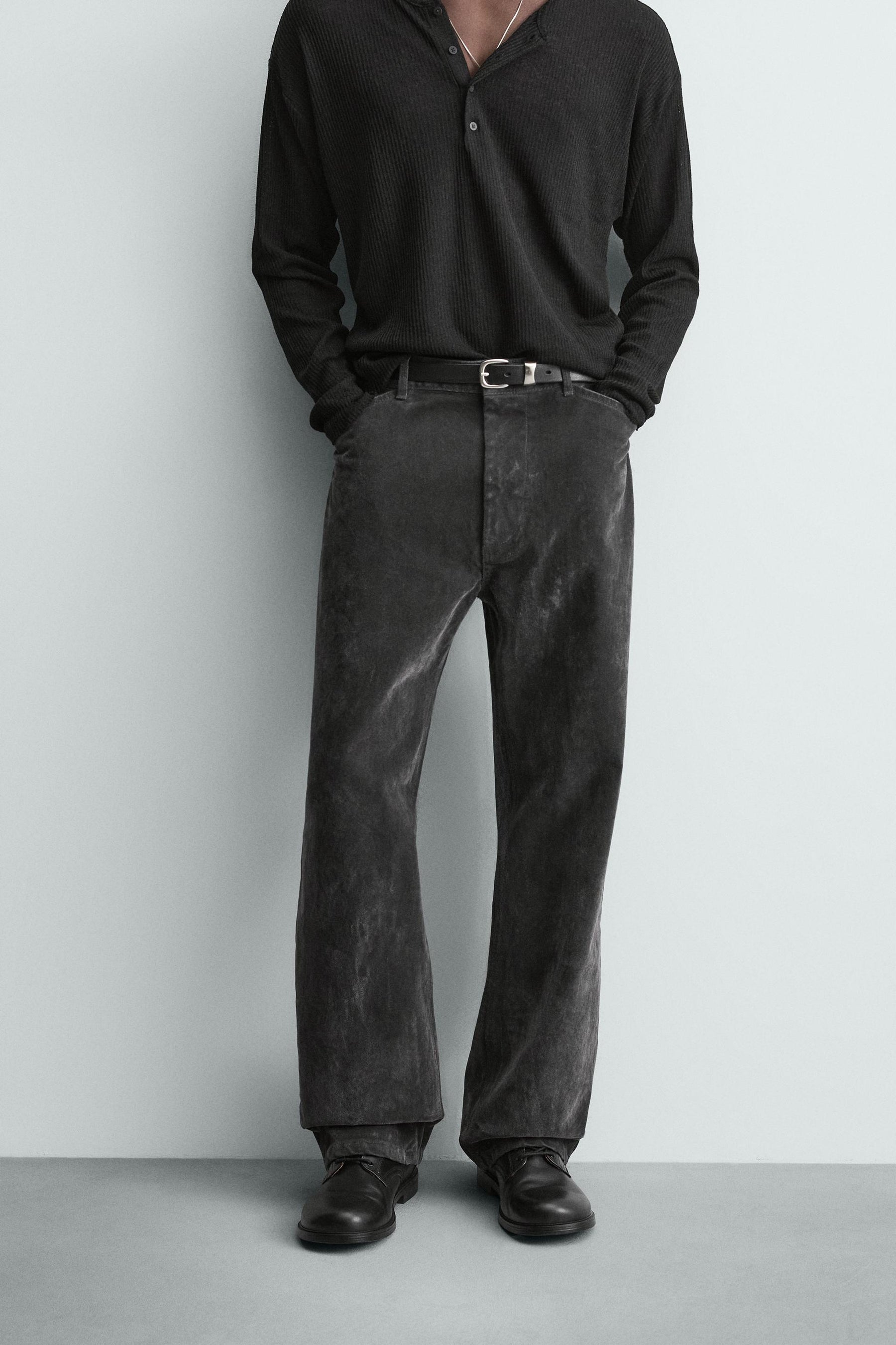 Flocked Relaxed Trousers