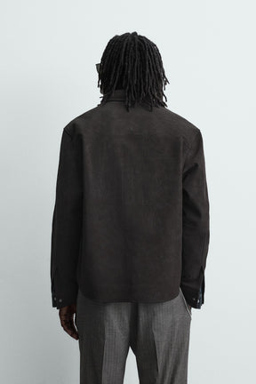 RELAXED FIT FAUX LEATHER OVERSHIRT - Image 3