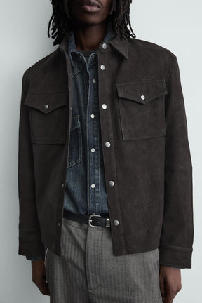 RELAXED FIT FAUX LEATHER OVERSHIRT - Image 6