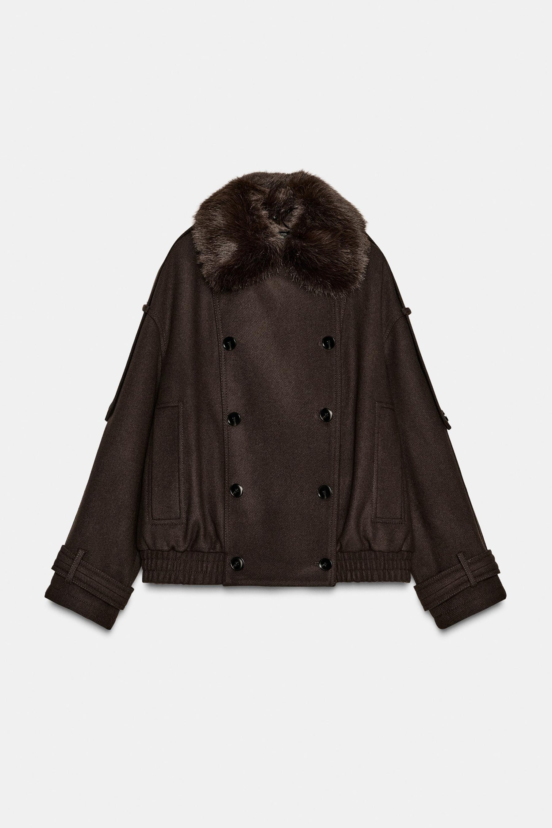 WOOL BLEND JACKET WITH FUR COLLAR - Image 6