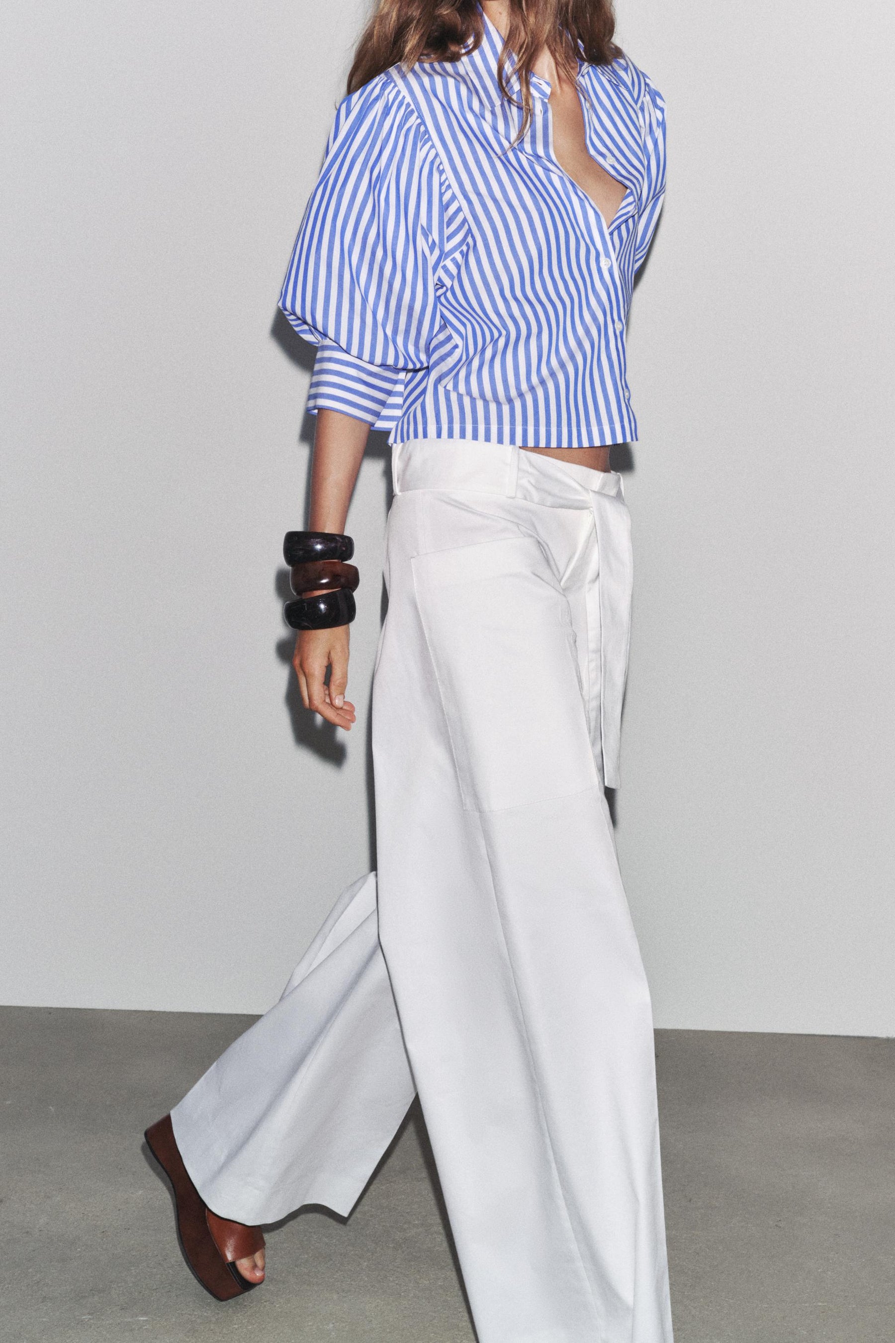 Popeline-Hemd mit Ballonärmeln