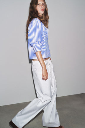 Popeline-Hemd mit Ballonärmeln