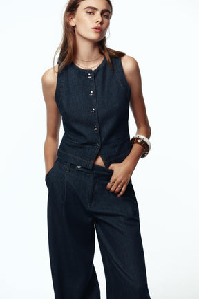 Weitbeinige Jeans mit mittelhohem Bund