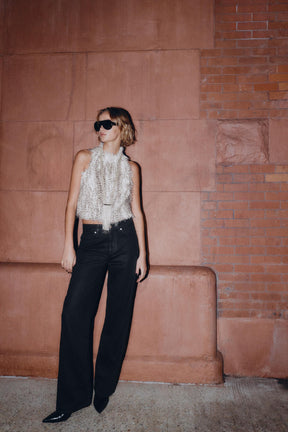 Beschichtete High-Waist Regular Jeans