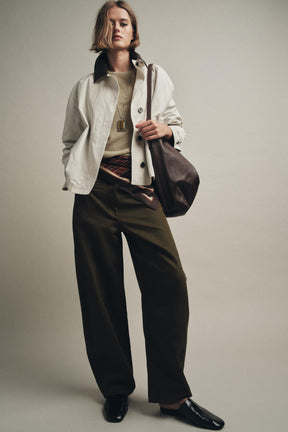 ZW COLLECTION LEATHER COLLAR SHORT TRENCH COAT - Image 5