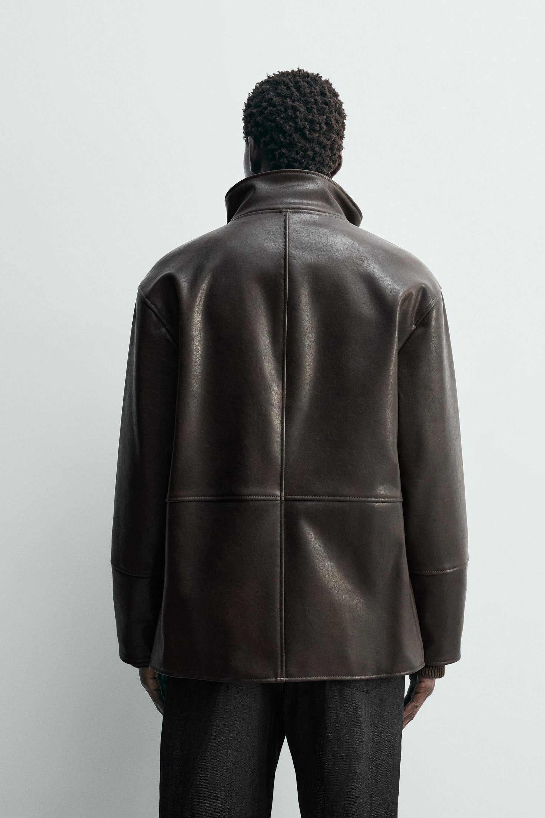 CONTRAST leather effect JACKET - Image 3