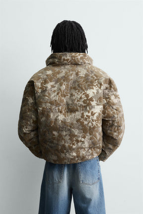 FLOCKED PRINT PUFFER JACKET - Image 2