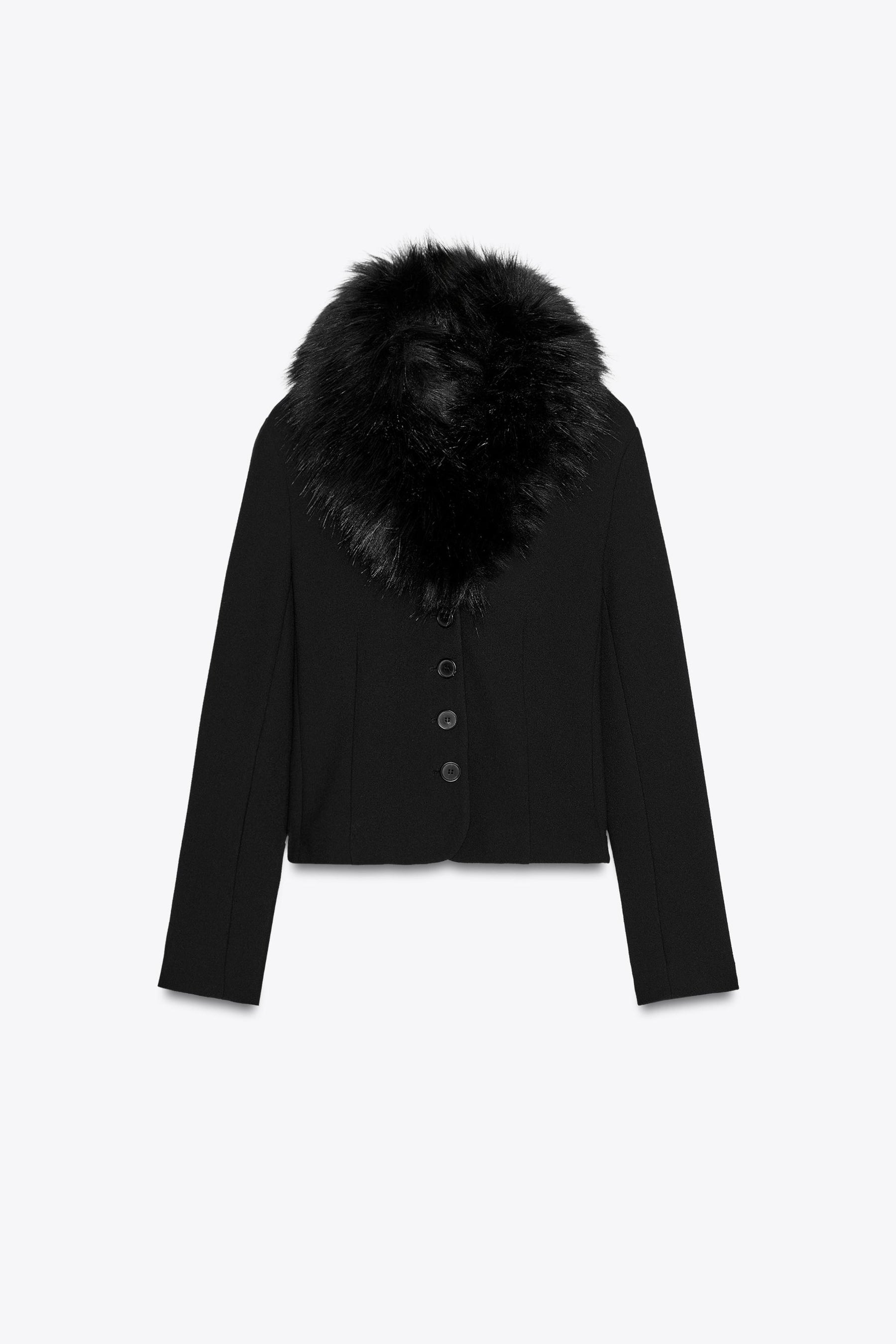 ZW COLLECTION FITTED FAUX FUR COLLAR JACKET - Image 7