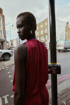 CREASED-EFFECT PLEATED MIDI DRESS - Image 4