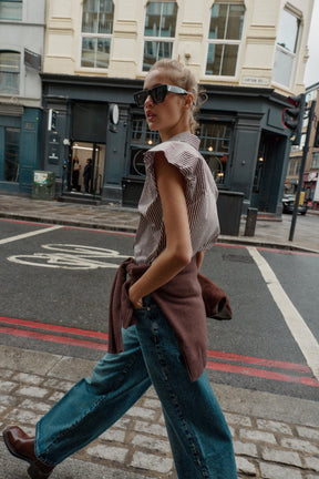 Gestreiftes Hemd mit Ballonärmeln