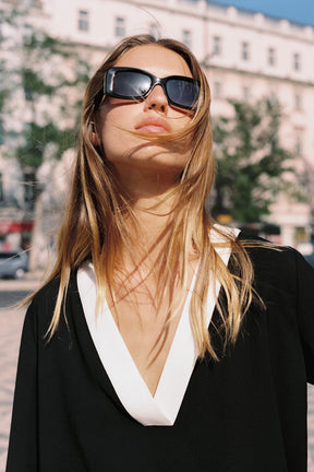 Kontrastierendes Crêpe-Hemd