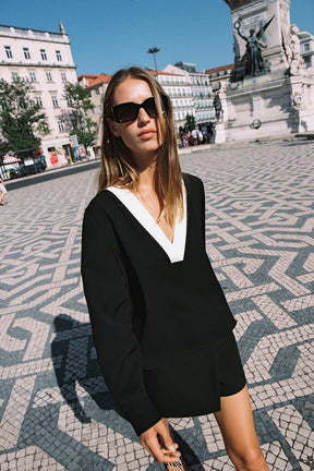 Kontrastierendes Crêpe-Hemd