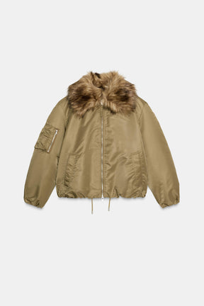 FAUX FUR COLLAR BOMBER JACKET ZW COLLECTION - Image 6