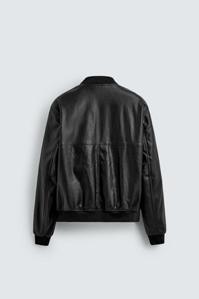 Faux Leather Bomber