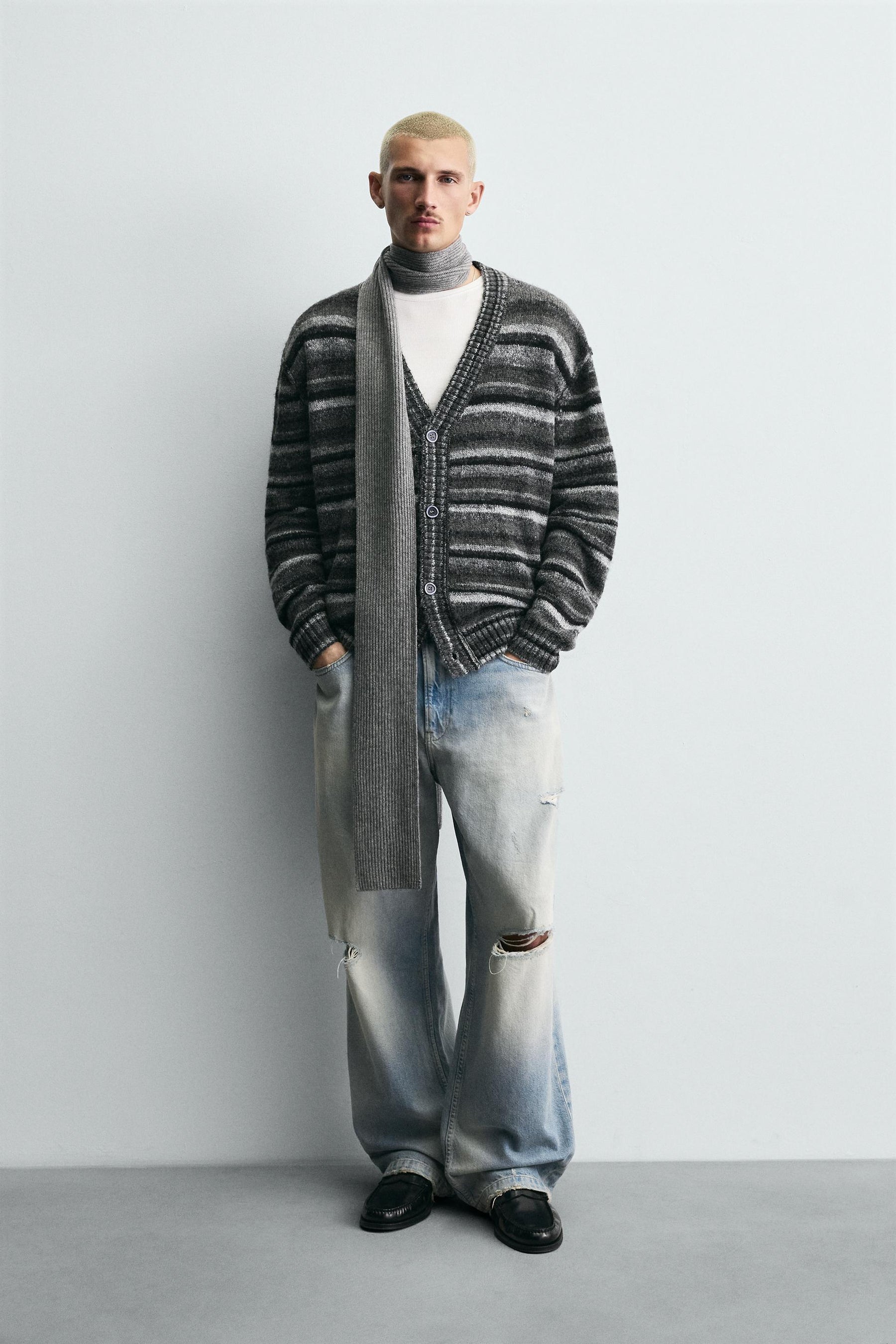 STRIPED JACQUARD CARDIGAN - Image 1