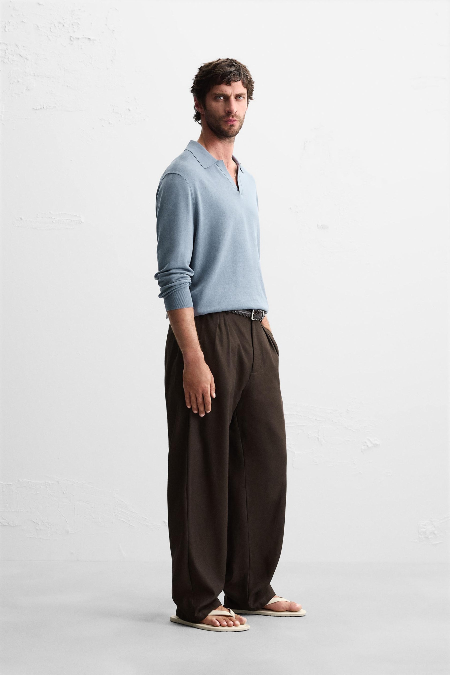 COTTON BLEND KNIT POLO SHIRT - Image 4