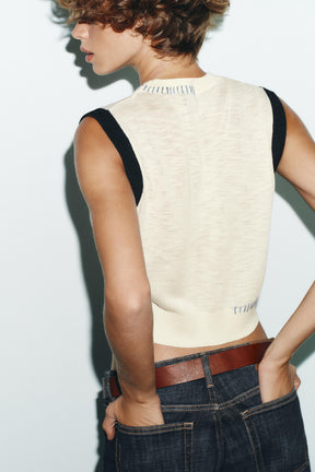 CONTRAST KNIT TOP - Image 6