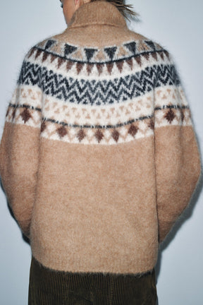 Alpaka-Mischgewebe-Jacquard-Pullover