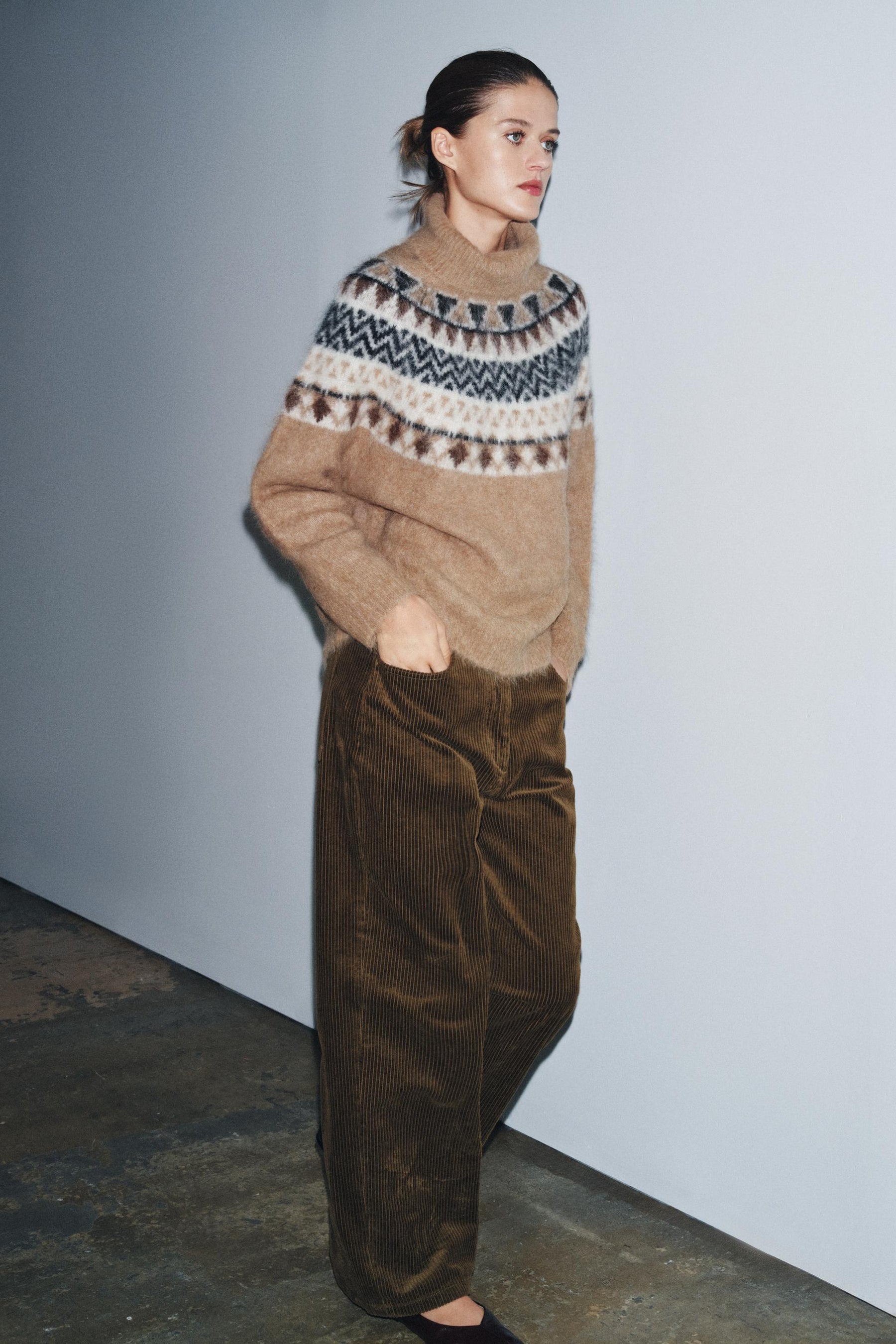 Alpaka-Mischgewebe-Jacquard-Pullover