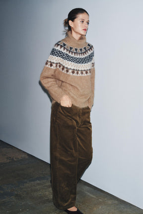 Alpaka-Mischgewebe-Jacquard-Pullover