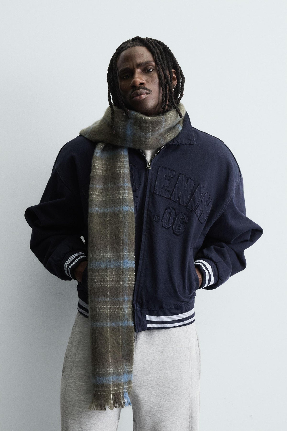 BRUSHED CHECK SCARF - Image 1