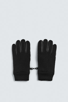 CONTRAST KNIT LEATHER GLOVES - Image 1