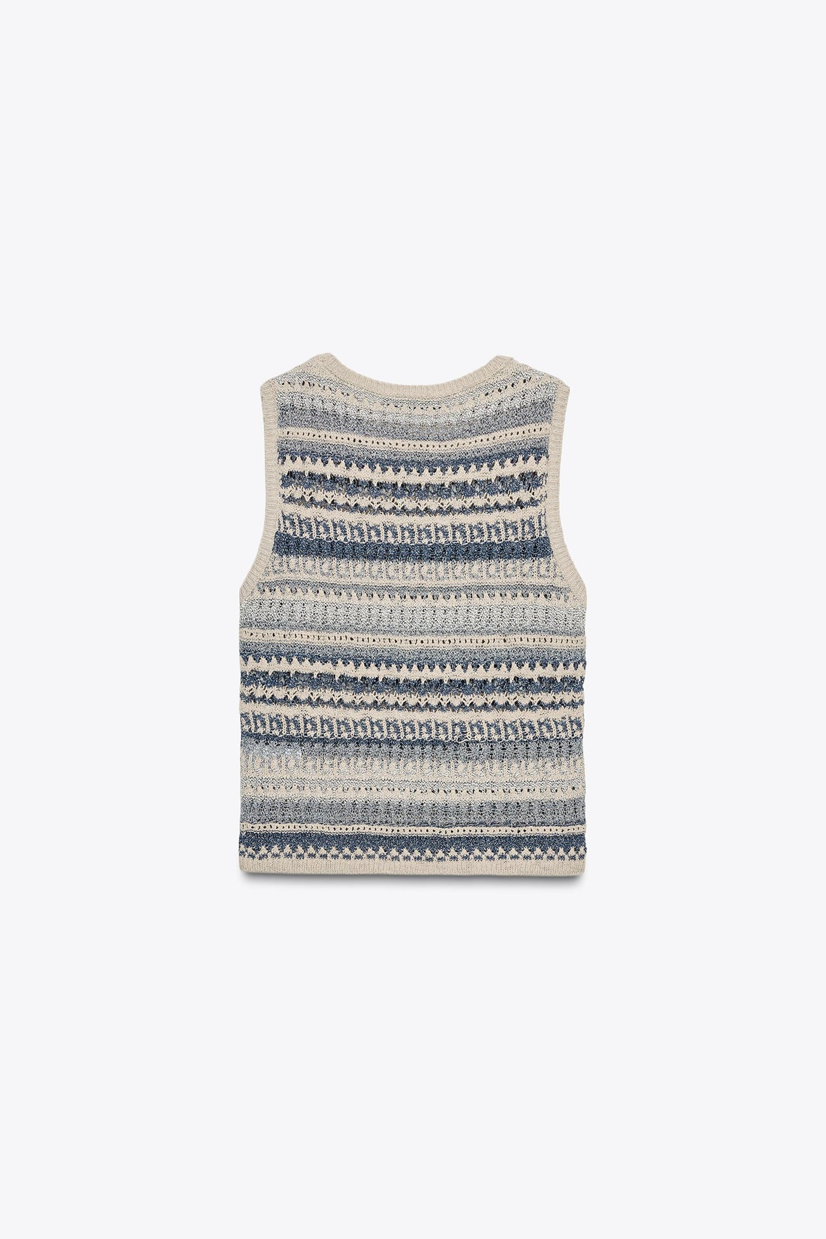 STRIPED TEXTURED KNIT SLEEVELESS TOP - Image 1